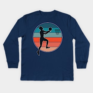 Vintage Basketball Player Kids Long Sleeve T-Shirt